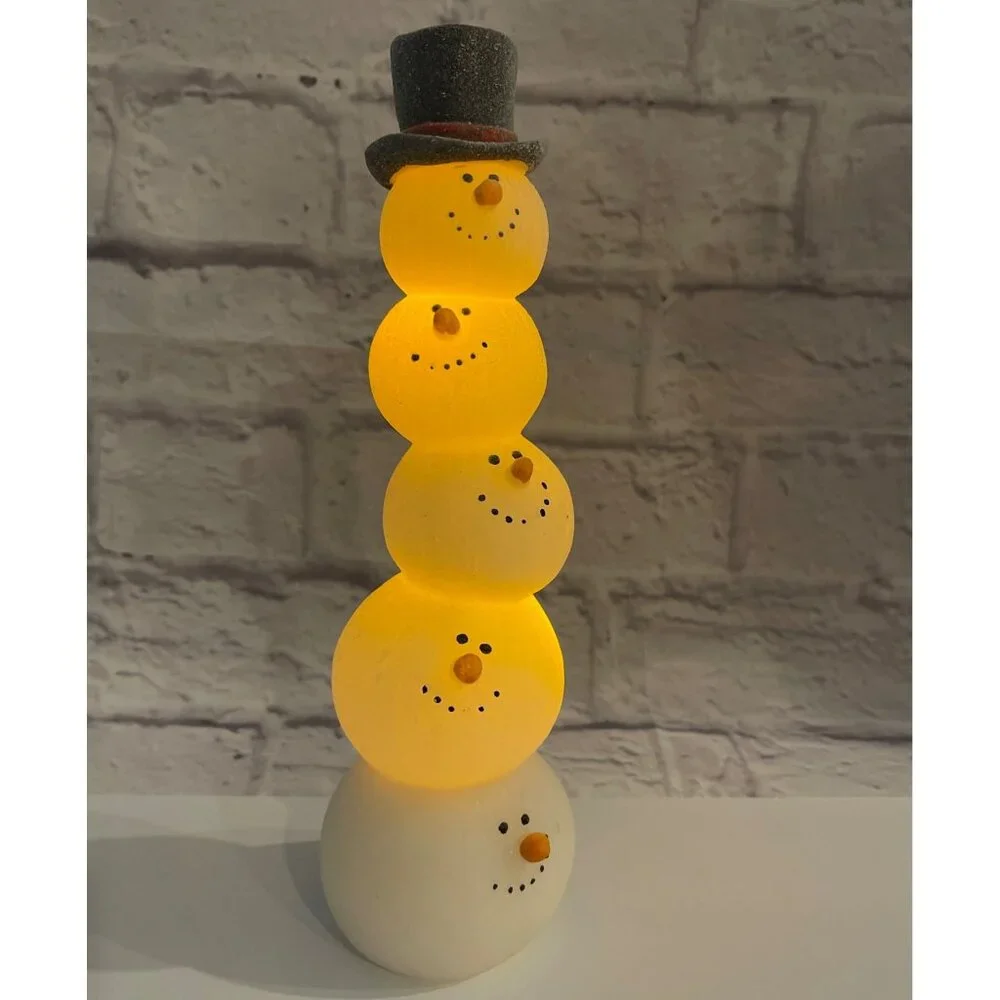VTG Retro Stacked Snowman Light Works Totem Pole Christmas Holiday Illumination - Picture 6 of 16
